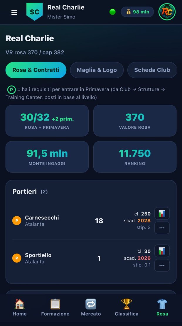 Schermata Rosa e contratti